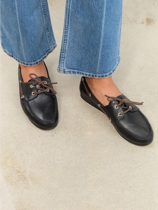 Jamie Haller Shoes - Jamie Haller Black Leather Boat Loafers 38